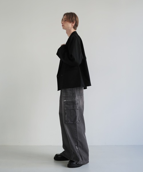 セール】マルチギミックドレープサイドジップスリットカーゴパンツ