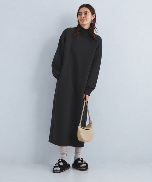 green label relaxing（グリーンレーベルリラクシング）の「ダンボール ドルマンスリーブ ワンピース（ワンピース・レディース・ナチュラル/ダークグレー/ブラック・FREE）」の2枚目の写真