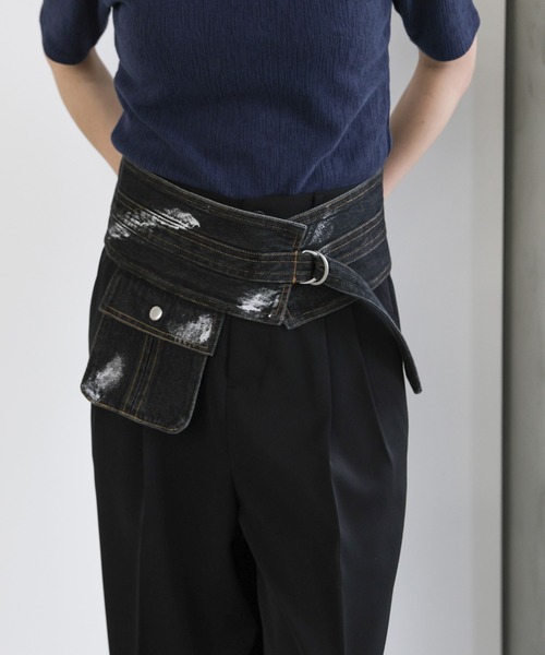 select MOCA(セレクトモカ)の「箔プリントデニムベルト(ベルト・レディース・ブラック/ブルー・FREE)」の1枚目の写真