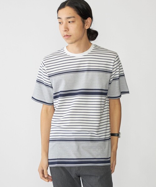 SHIPS(シップス)の「SHIPS: タック ボーダー Tシャツ(Tシャツ/カットソー・メンズ・ホワイト/ネイビー/オフホワイト/ブラウン・SMALL/X-LARGE/LARGE/MEDIUM)」の2枚目の写真