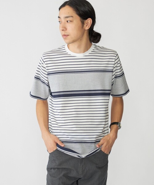 SHIPS(シップス)の「SHIPS: タック ボーダー Tシャツ(Tシャツ/カットソー・メンズ・ホワイト/ネイビー/オフホワイト/ブラウン・SMALL/X-LARGE/LARGE/MEDIUM)」の12枚目の写真