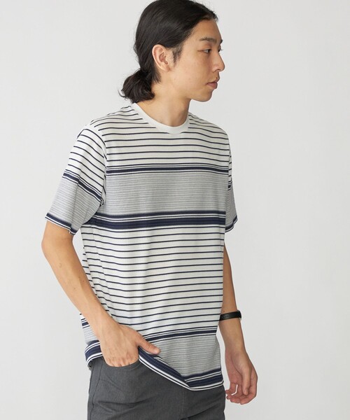 SHIPS(シップス)の「SHIPS: タック ボーダー Tシャツ(Tシャツ/カットソー・メンズ・ホワイト/ネイビー/オフホワイト/ブラウン・SMALL/X-LARGE/LARGE/MEDIUM)」の15枚目の写真