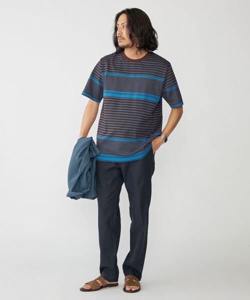 SHIPS(シップス)の「SHIPS: タック ボーダー Tシャツ(Tシャツ/カットソー・メンズ・ホワイト/ネイビー/オフホワイト/ブラウン・SMALL/X-LARGE/LARGE/MEDIUM)」の20枚目の写真