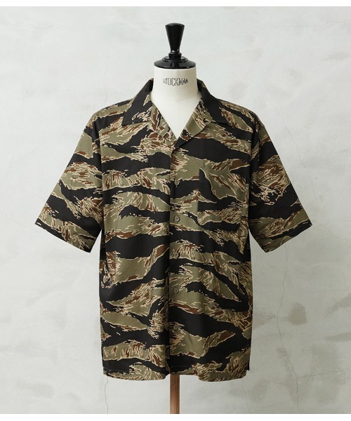 WAIPER.inc（ワイパーインク）の「コットンレーヨン オープンカラーシャツ アメーバカモ WAIPER.inc WP1064（シャツ/ブラウス・メンズ・チャコールグレー/オレンジ/ホワイト/カモフラージュ/タイガーカモ・L/M/XL/XXL）」の5枚目の写真