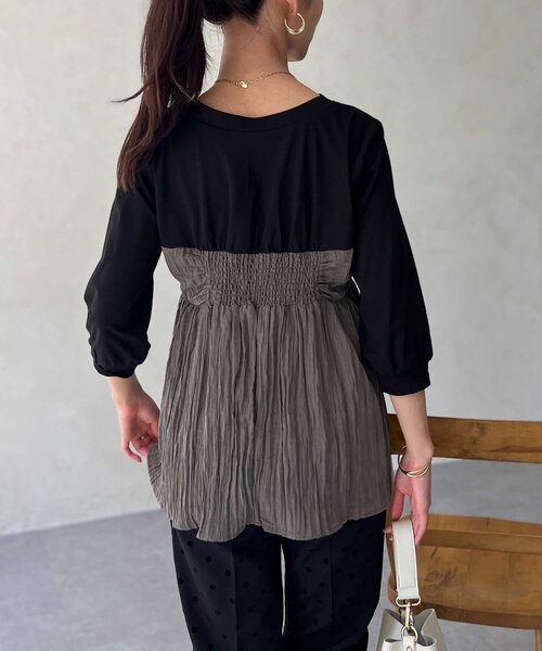 Chez toi（シェトワ）の「【インせず着れる】ビスチェドッキング6分袖プルオーバー（Tシャツ/カットソー・レディース・チャコールグレー/ブラック/オレンジ・FREE）」の21枚目の写真