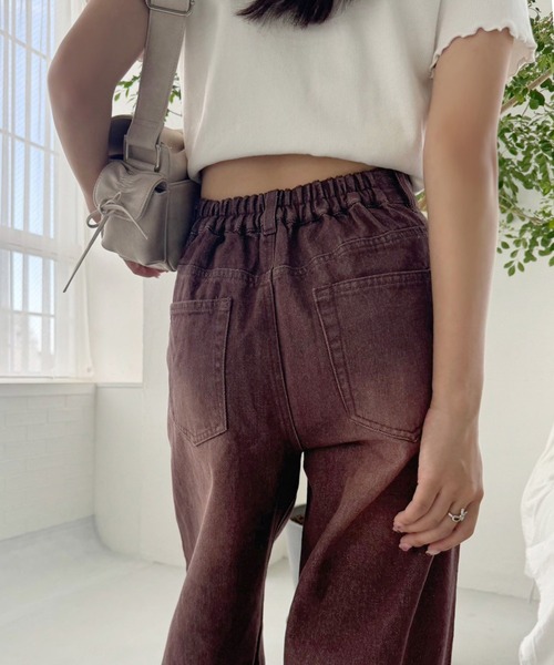 one after another NICE CLAUP（ワンアフターアナザーナイスクラップ）の「【ウェストのサイズ調整ができる】アソートワイドデニムパンツ（デニムパンツ・レディース・ブラック/ブラウン系その他/ライトブルー/ブルー・SMALL/MEDIUM）」の18枚目の写真