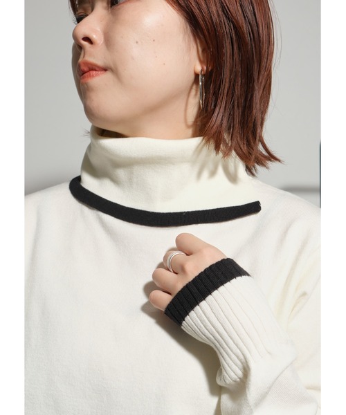 バイカラー衿スリットニット Palm Riche│Eimee Law & LHELBIE 公式