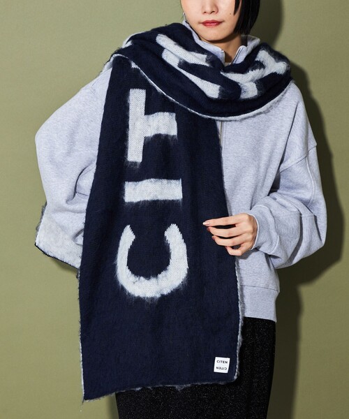 CITEN（シテン）の「＜CITEN＞ジャカードビッグストール（ストール/ショール・レディース・ダークグレー/ネイビー・FREE）」の2枚目の写真