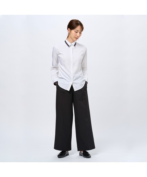TOKYO SHIRTS（トウキョウシャツ）の「【吸水速乾】【COFREX】配色レギュラー衿 長袖レディースデザインシャツ（シャツ/ブラウス・レディース・ホワイト・M/L/LL/S）」の6枚目の写真
