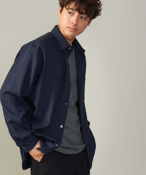 a.v.v（アーヴェヴェ）の「【イージーケア】ワイドシルエットシャツ(セットアップ可)リライトシリーズ1（シャツ/ブラウス・メンズ・ボルドー/ライトブラウン/チャコールグレー/ネイビー・46/50/48）」の3枚目の写真