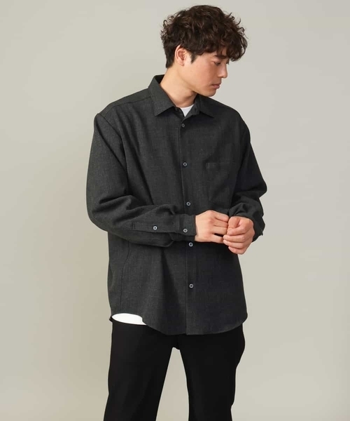 a.v.v（アーヴェヴェ）の「【イージーケア】ワイドシルエットシャツ(セットアップ可)リライトシリーズ1（シャツ/ブラウス・メンズ・ボルドー/ライトブラウン/チャコールグレー/ネイビー・46/50/48）」の15枚目の写真