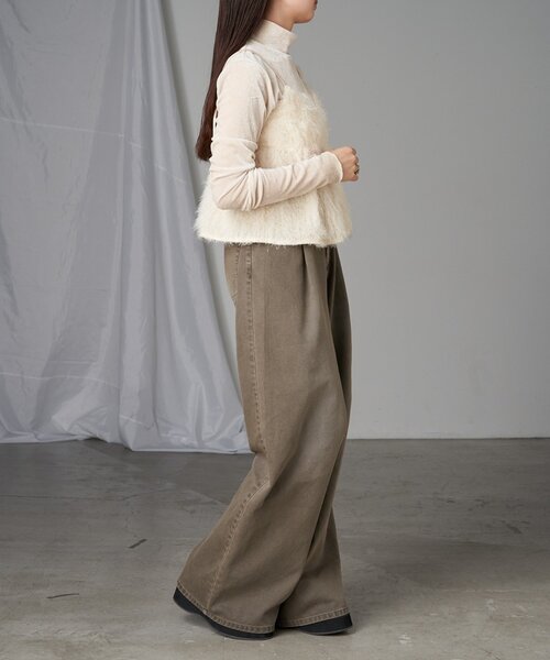 RAY CASSIN(レイカズン)の「シアーベロアフリンジビスチェSET(Tシャツ/カットソー・レディース・アイボリー/ブラック系その他2/グレー系その他2/チャコールグレー・FREE)」の9枚目の写真