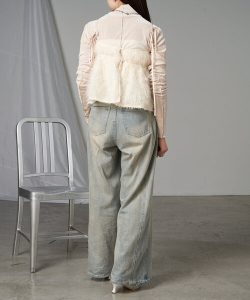 RAY CASSIN(レイカズン)の「シアーベロアフリンジビスチェSET(Tシャツ/カットソー・レディース・アイボリー/ブラック系その他2/グレー系その他2/チャコールグレー・FREE)」の12枚目の写真