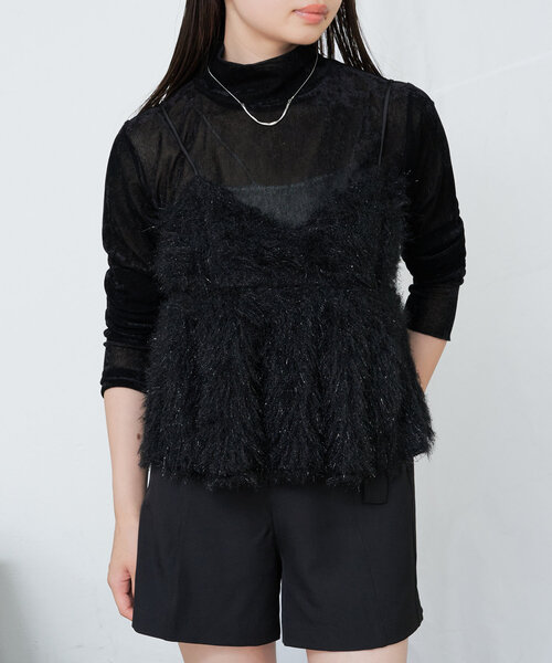 RAY CASSIN(レイカズン)の「シアーベロアフリンジビスチェSET(Tシャツ/カットソー・レディース・アイボリー/ブラック系その他2/グレー系その他2/チャコールグレー・FREE)」の19枚目の写真