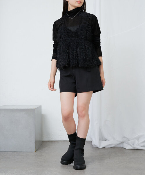 RAY CASSIN(レイカズン)の「シアーベロアフリンジビスチェSET(Tシャツ/カットソー・レディース・アイボリー/ブラック系その他2/グレー系その他2/チャコールグレー・FREE)」の20枚目の写真