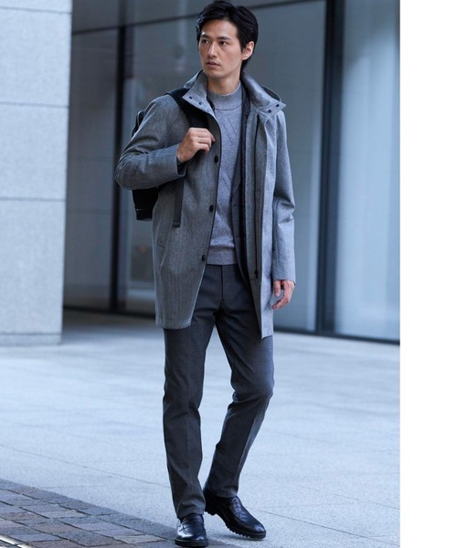 【セール】タカキュー クロスストレッチ ウォッシャブル 裏起毛 ノータック ビジネスパンツ チェックグレー(セットアップ可能)（スーツパンツ）｜TAKA-Q（タカキュー）