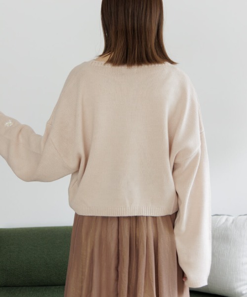 flower(フラワー)の「メニーフラワーニット(ニット/セーター・レディース・アイボリー/ピンク・FREE)」の5枚目の写真