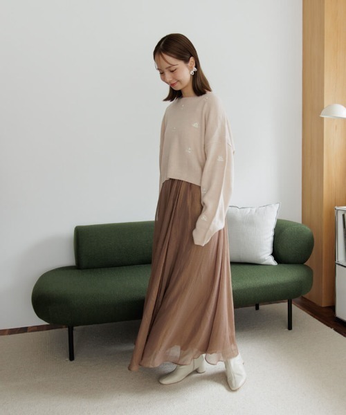 flower(フラワー)の「メニーフラワーニット(ニット/セーター・レディース・アイボリー/ピンク・FREE)」の7枚目の写真