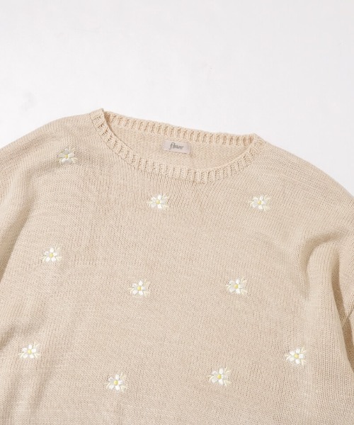 45R フロートニットのフラワーセーター M 美品✨