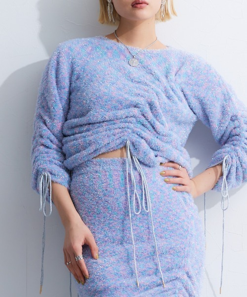 TTOL(トール)の「ドロストラメグラデニットトップス(ニット/セーター・レディース・ブラック/ブルー・L-XL/M-L)」の4枚目の写真