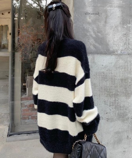 カラーブロックストライプニットセーター（ワンピース）｜CELENA BEATS