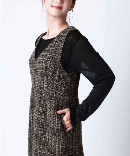 Tuche(トゥシェ)の「Tuche/トゥシェ ハレの日style ミックスツイード ワンピース(ワンピース・レディース・ブルー系その他/ブラウン系その他・MEDIUM/LARGE)」の8枚目の写真