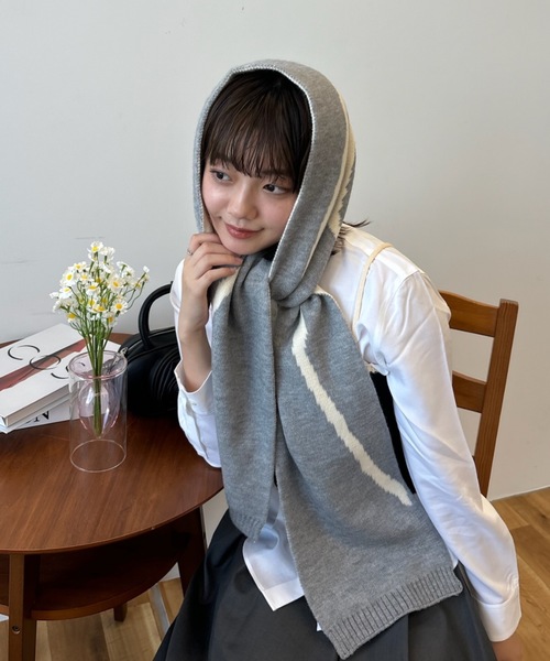 リボンマフラー＋ニット セール】ニット リボン付き 2WAY ファー ティペット（マフラー）｜Lace