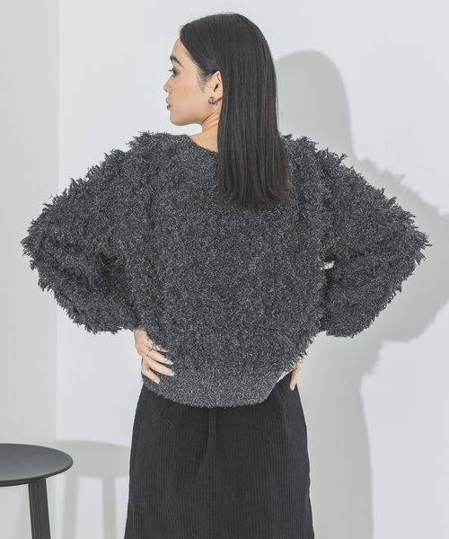 jeanasis ラメカットジャガードショートプルオーバー　グレイッシュベージュ JEANASIS（ジーナシス）の「ラメカットジャガードショートプル