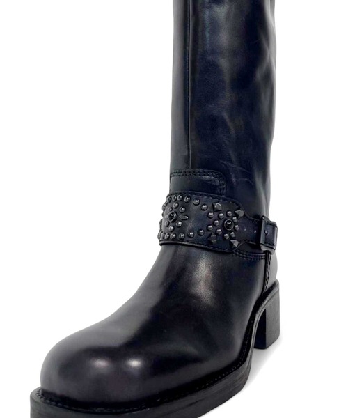 ASH（アッシュ）の「ASH/アッシュ【TRIBAL】スタッズベルト ウエスタンロングブーツ ５cmヒール（ブーツ・レディース・ブラック・36/37/38）」の3枚目の写真