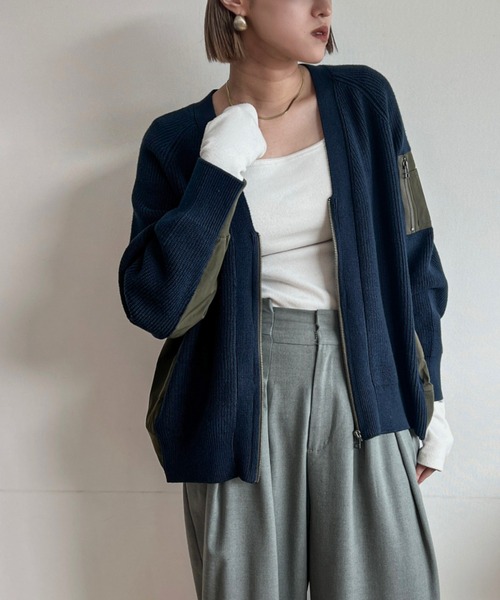 【セール】畔編ニット切替ZIPブルゾン（カーディガン/ボレロ）｜Cepica（セピカ） 8,228円