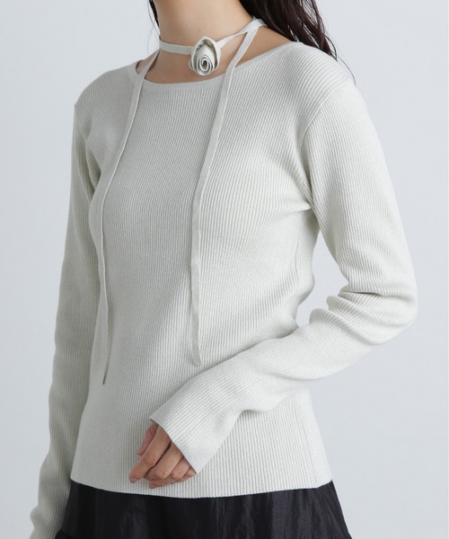 N.（N. Natural Beauty Basic）（エヌエヌナチュラルビューティーベーシック）の「◆ローズチョーカーツキニット（ニット/セーター・レディース・ホワイト系その他/ブラック系その他・MEDIUM）」の14枚目の写真