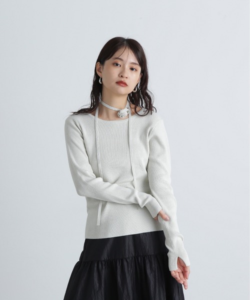 N.（N. Natural Beauty Basic）（エヌエヌナチュラルビューティーベーシック）の「◆ローズチョーカーツキニット（ニット/セーター・レディース・ホワイト系その他/ブラック系その他・MEDIUM）」の3枚目の写真