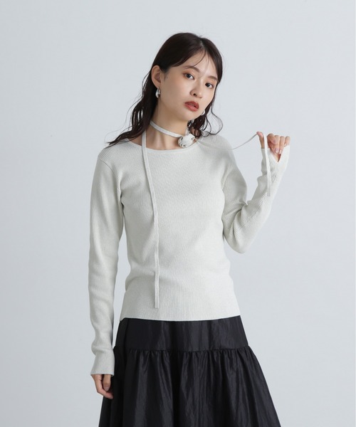 N.（N. Natural Beauty Basic）（エヌエヌナチュラルビューティーベーシック）の「◆ローズチョーカーツキニット（ニット/セーター・レディース・ホワイト系その他/ブラック系その他・MEDIUM）」の4枚目の写真