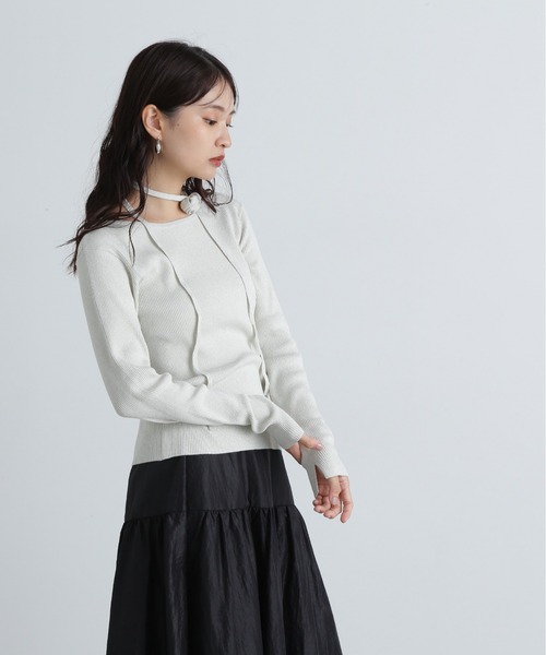 N.（N. Natural Beauty Basic）（エヌエヌナチュラルビューティーベーシック）の「◆ローズチョーカーツキニット（ニット/セーター・レディース・ホワイト系その他/ブラック系その他・MEDIUM）」の5枚目の写真