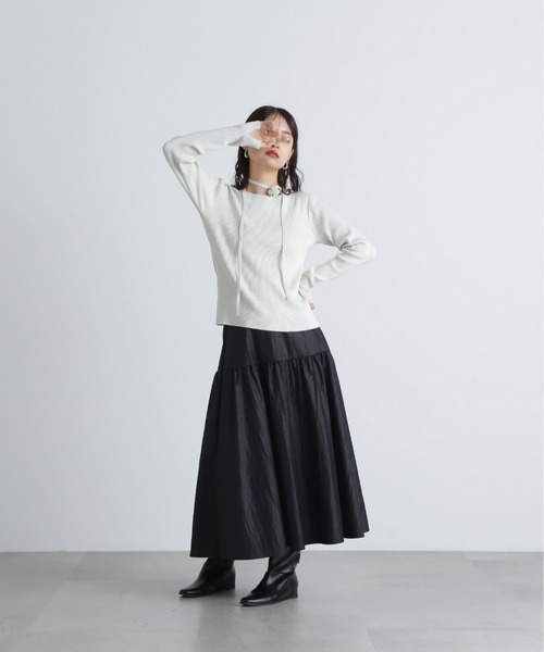 N.（N. Natural Beauty Basic）（エヌエヌナチュラルビューティーベーシック）の「◆ローズチョーカーツキニット（ニット/セーター・レディース・ホワイト系その他/ブラック系その他・MEDIUM）」の8枚目の写真