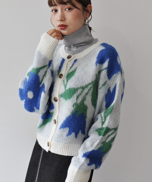 Meli rich（メリーリッチ）の「2WAYニュアンスフラワー柄ショート丈カーディガン（カーディガン/ボレロ・レディース・モカ/グレー/アイボリー・MEDIUM）」の13枚目の写真