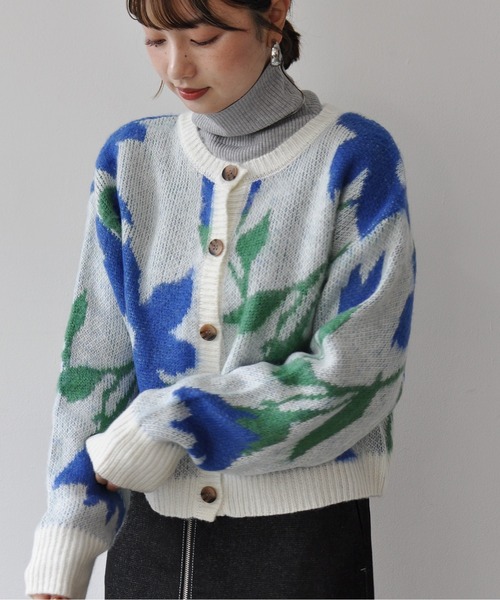 Meli rich（メリーリッチ）の「2WAYニュアンスフラワー柄ショート丈カーディガン（カーディガン/ボレロ・レディース・モカ/グレー/アイボリー・MEDIUM）」の14枚目の写真