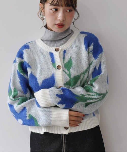 Meli rich（メリーリッチ）の「2WAYニュアンスフラワー柄ショート丈カーディガン（カーディガン/ボレロ・レディース・モカ/グレー/アイボリー・MEDIUM）」の15枚目の写真