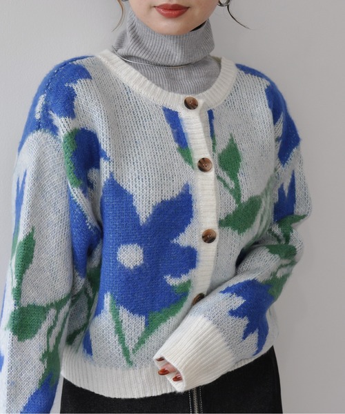 Meli rich（メリーリッチ）の「2WAYニュアンスフラワー柄ショート丈カーディガン（カーディガン/ボレロ・レディース・モカ/グレー/アイボリー・MEDIUM）」の21枚目の写真