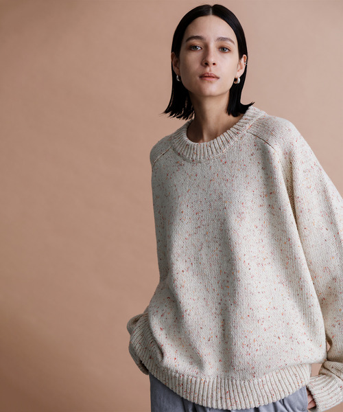 VICTIM(ヴィクティム)の「VICTIM ヴィクティム / MELANGE COLOR KNIT メランジカラービッグシルエットニット セーター / VTM-24-K-101(ニット/セーター・メンズ・クリーム/グリーン/ネイビー・MEDIUM/LARGE)」の2枚目の写真