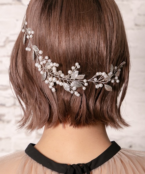 フランス ヘッドドレス アンティーク　ヘアーアクセサリー ヘッドドレス】オリジナル商品 / perleビーズ刺繍ブライダル