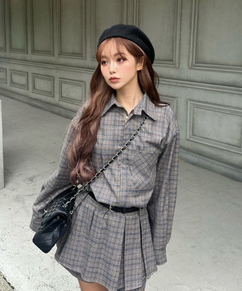 MAINLYTRULY（メインリィトゥルリィ）の「チェック セットアップ（セットアップ・レディース・グレー・M）」の9枚目の写真