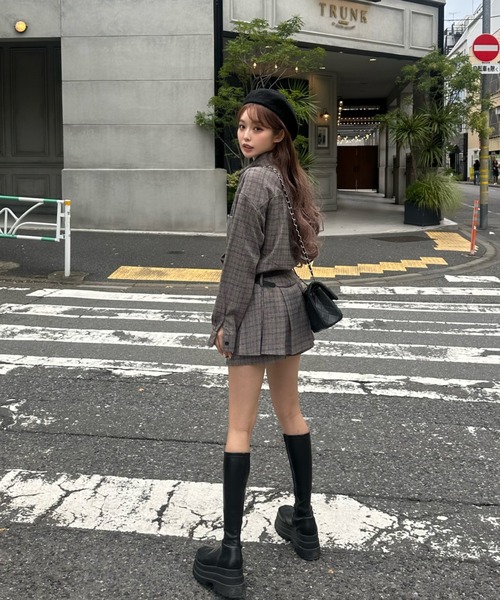MAINLYTRULY（メインリィトゥルリィ）の「チェック セットアップ（セットアップ・レディース・グレー・M）」の18枚目の写真