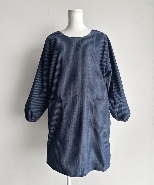 セール】URT:ふんわり袖 デニム割烹着 かっぽう着（エプロン）｜COMMON