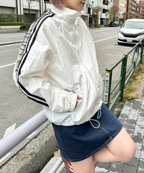 ランバンオンブルー バックフリルパーカー ブルゾン 白 ドッキング 異素材 ランバンオンブルー バックフリルパーカー ブルゾン 白 ドッキング 異