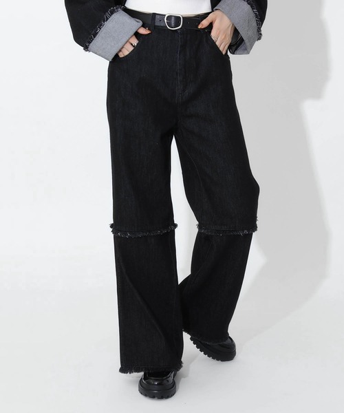 【セール】裾フリンジデニムパンツ（デニムパンツ）｜Gready Brilliant（グレディブリリアン）