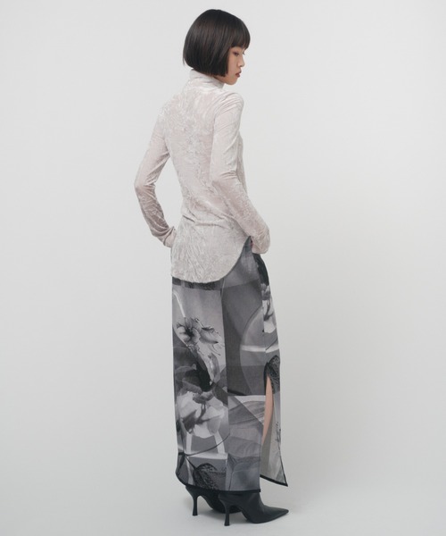 THINGS THAT MATTER(シングス ザット マター)の「CLASH VELOR CUTTING TOPS / クラッシュベロアカッティングトップス(Tシャツ/カットソー・レディース・ミント/グレイッシュベージュ/ブラック・FREE)」の7枚目の写真