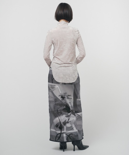 THINGS THAT MATTER(シングス ザット マター)の「CLASH VELOR CUTTING TOPS / クラッシュベロアカッティングトップス(Tシャツ/カットソー・レディース・ミント/グレイッシュベージュ/ブラック・FREE)」の8枚目の写真