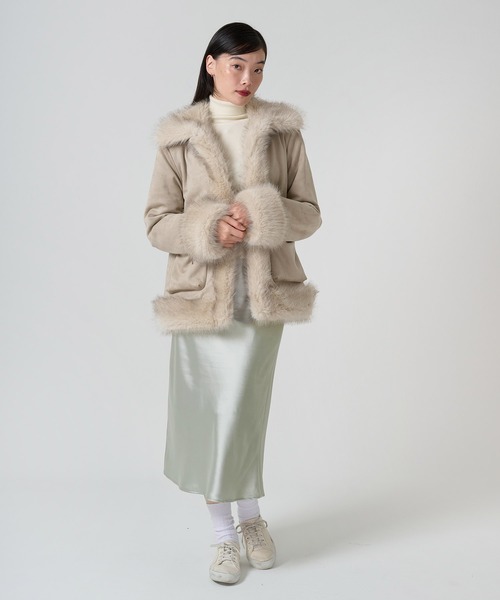 TINA:JOJUN(ティーナジョジュン)の「Aライン サテンミディ丈スカート TINA:JOJUN(スカート・レディース・ミント/ブラック・S/M)」の6枚目の写真