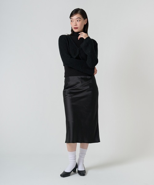 TINA:JOJUN(ティーナジョジュン)の「Aライン サテンミディ丈スカート TINA:JOJUN(スカート・レディース・ミント/ブラック・S/M)」の10枚目の写真